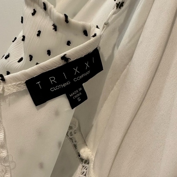 TRIXXI White With Black Polka Dot Spaghetti Strap Dress Size S - Picture 11 of 12